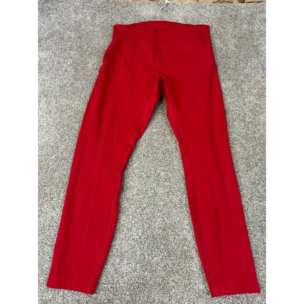 Lululemon Red High Rise Athletic Leggings Pockets 10 Workout Athleisure Yoga